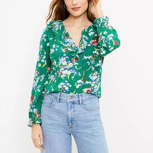 NEW! LOFT Ruffle Floral Print Blouse